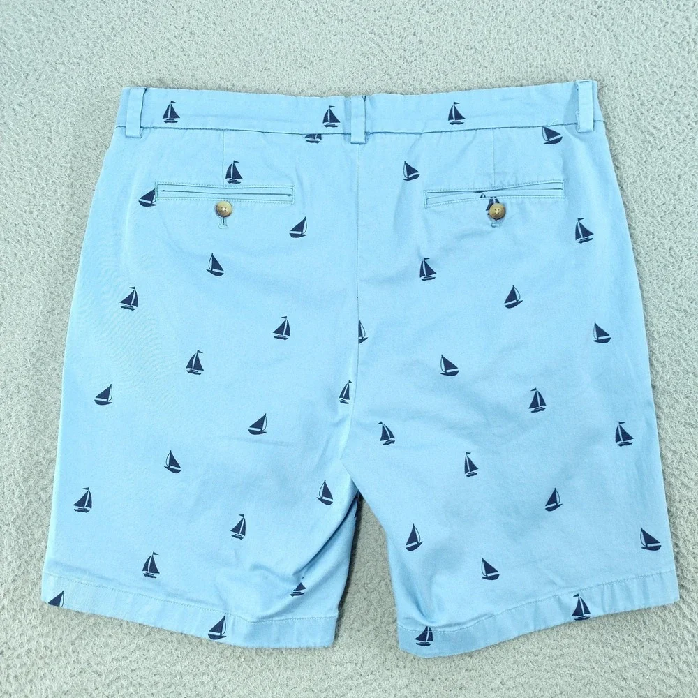 Vineyard Vines Breaker Shorts Mens 36 Light Blue 9 Inch Sailboat Chino Nautical